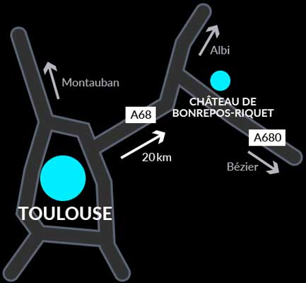 plan accès au château de Bonrepos-Riquet proche de Toulouse
